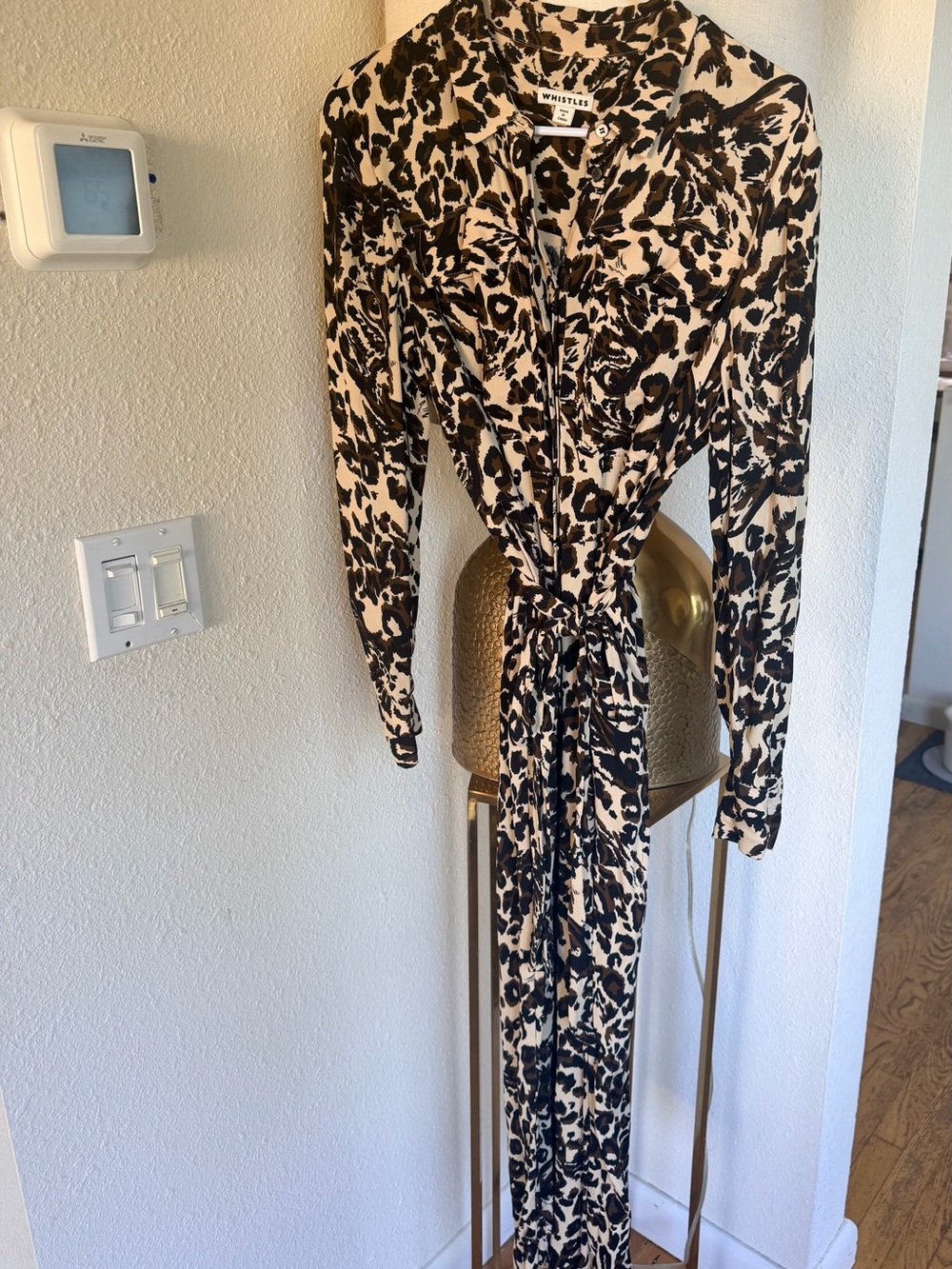 Whistles Black and Cream Animal-Print Wrap Jumpsuit